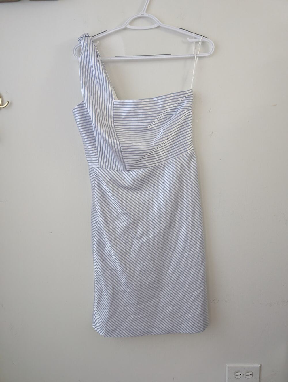 Banana Republic satin stripe one shoulder dress